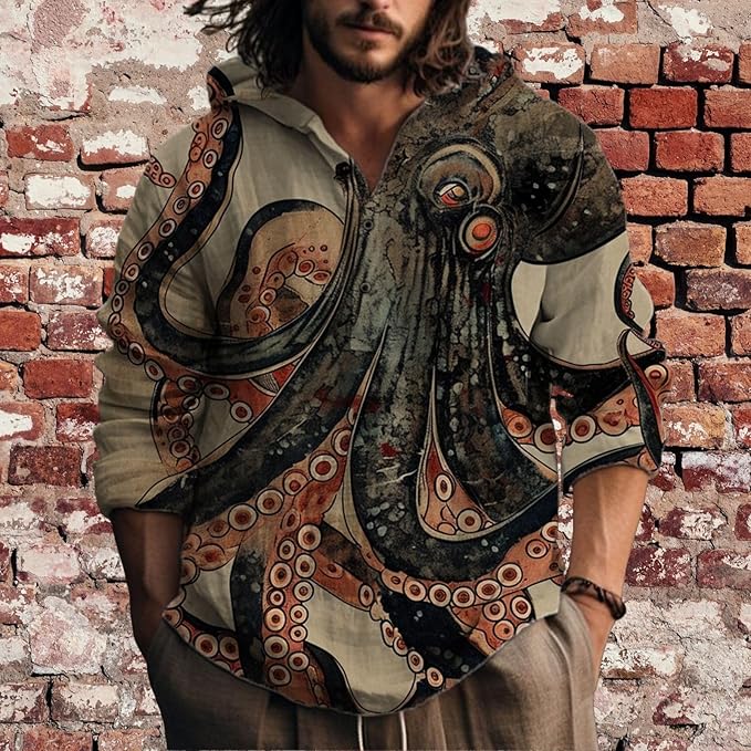 Mens Cotton Linen Hoodies Shirts Henley Neck Button Long Sleeves Hooded Sweatshirt Tunic Pullover Hippie Tops